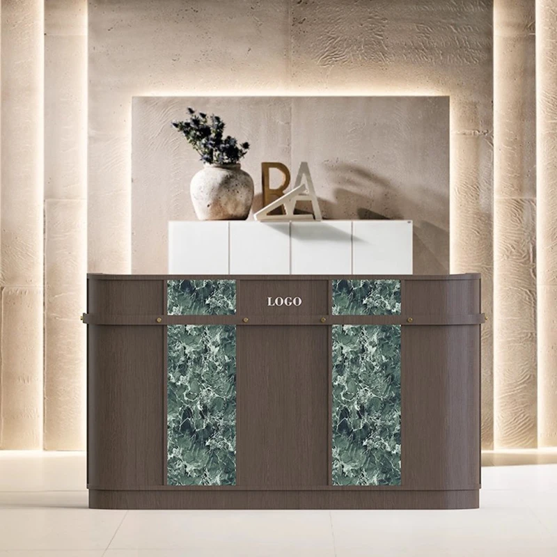 Elegant Salon Reception Desks Welcome Front Desk Commericial Reception Desks Counter Light Luxury Schreibtisch Office Furniture