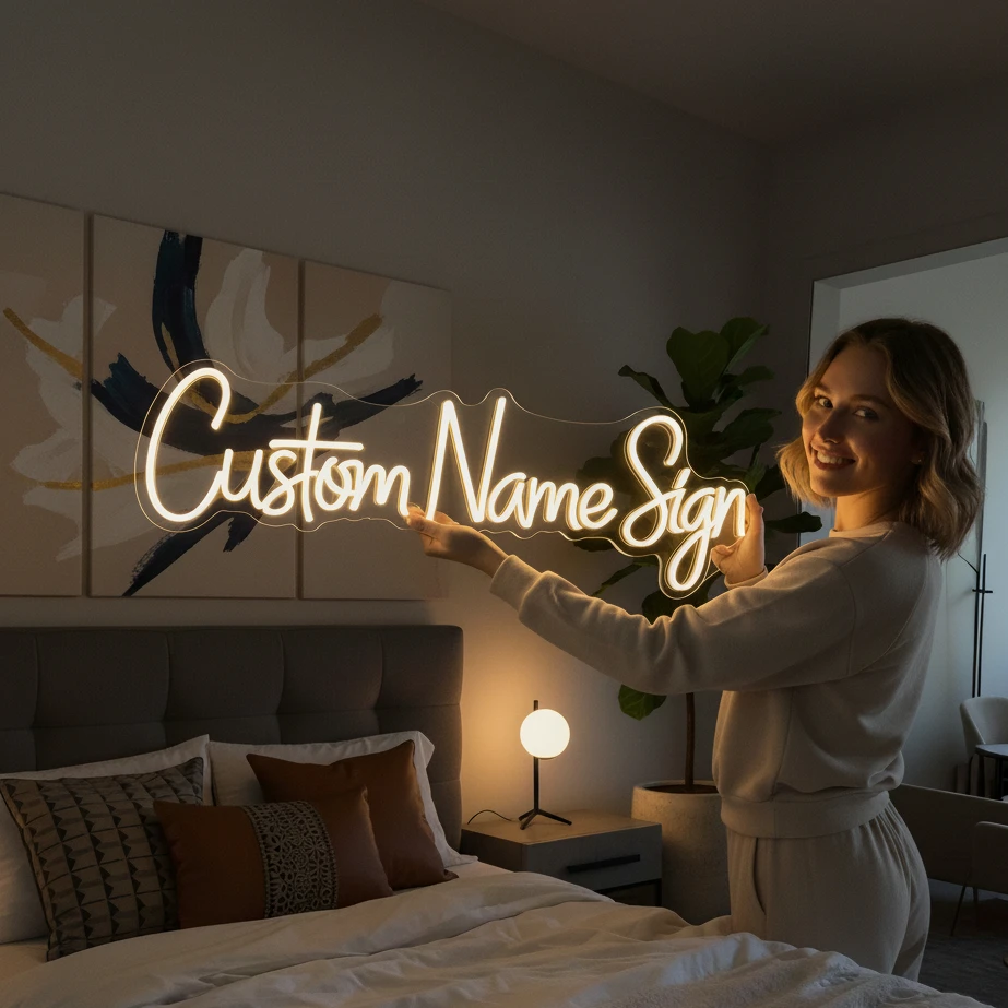 Enseigne au néon avec nom personnalisé, veilleuse LED à intensité variable, décor personnalisé pour anniversaire, mariage, parfait pour l'éclairage mural de la maison de la chambre à coucher