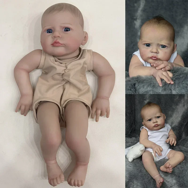 19inch Heron Reborn Doll Kit 3D Painted Skin Unfinished Reborn Doll Parts with Hand-Detailed Painting Hair Lifelike doll