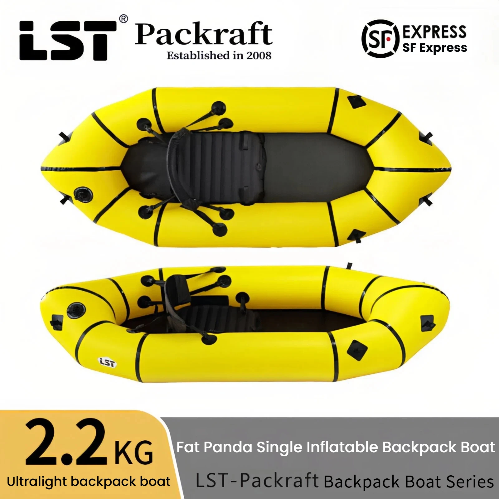 LST Pangdun PD-200 1 Person Ultra Light Inflatable Backpack Kayak Portable Boat for Hiking Camping Fishing Adventure