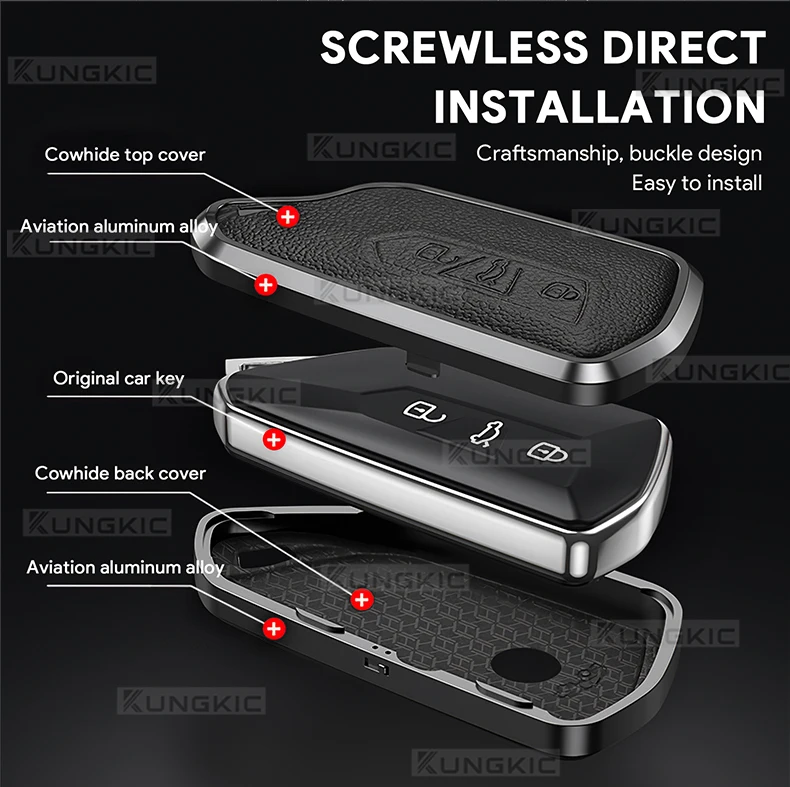 Für SEAT Leon Cupra Leon Cupra Formentor 2020 2021 2022 2023 2024 2025 Metall Leder Auto Remote Key Fall Abdeckung Shell Keychain – Detail 4