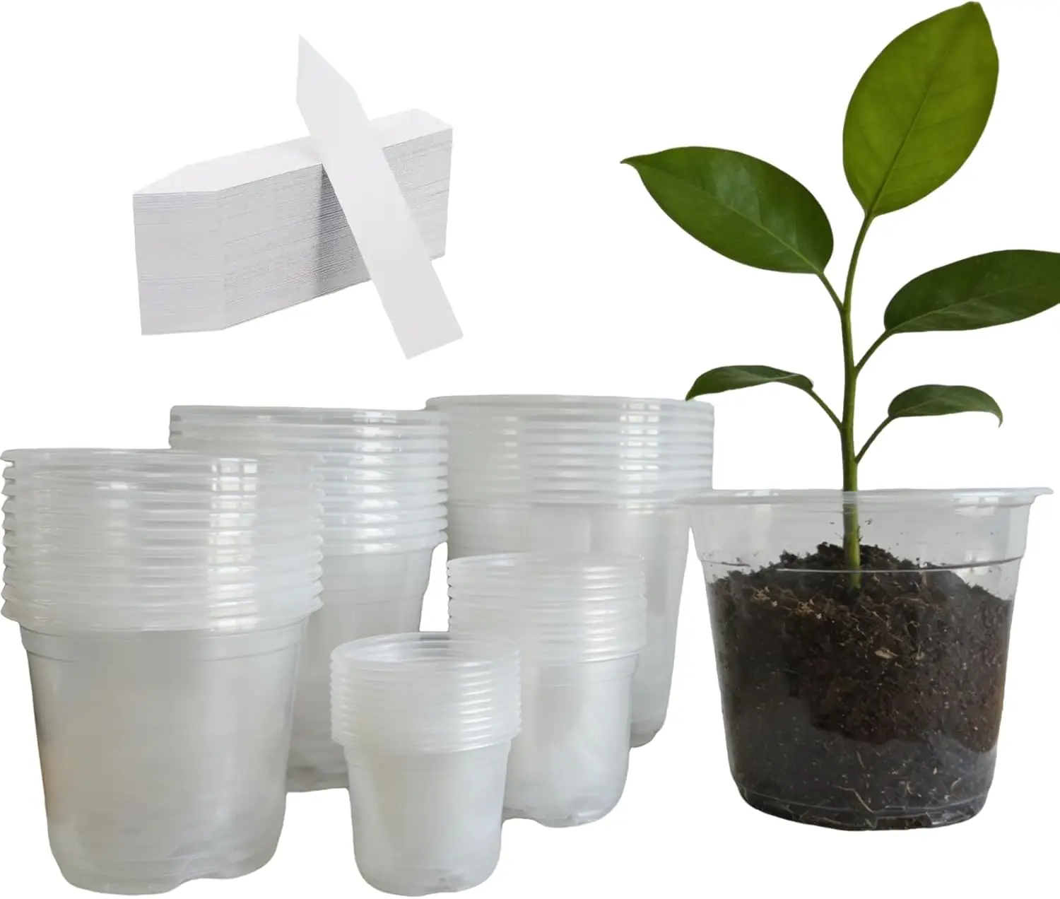 

50 Pack 3/4/5/6/7 Inch Clear Nursery Pots, Nursery Pots with Drainage, Plant Pots for Vegetables, Orchids, Succulents(wi