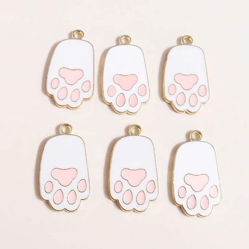 Leslie 10 Stück Kawaii Cartoon rosa Pfote Hundepfote Anhänger Charms für handgemachte DIY Ohrringe Armbänder Schmuckherstellung Zubehör – Detail 1