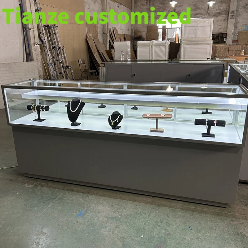 

Customized-Jewellery Display Cabinet Jewelry Store Display Showcases Glass Display Counter