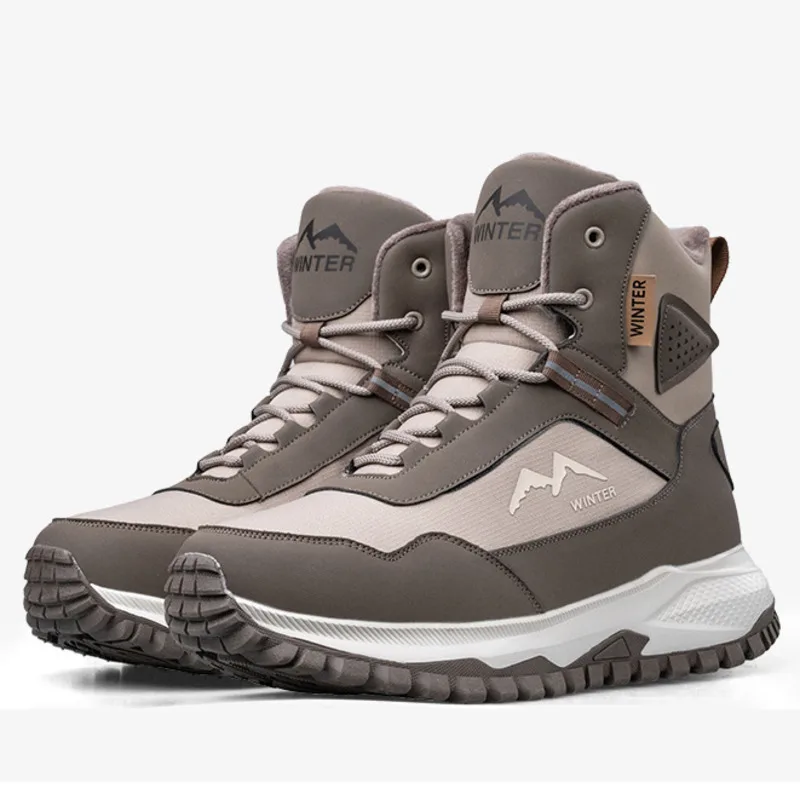 

Мужская зимняя обувь 2026, теплые зимние ботинки для мужчин, непромокаемая нескользящая зимняя обувь на толстом меху, морозостойкая походная дорожная обувь