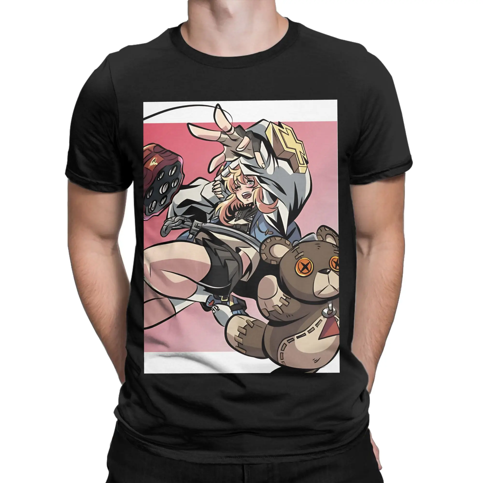 Bridget and Roger Oversized  Funny Graphic 100% Cotton T-Shirt guilty gear bridget Tees Tops For Men