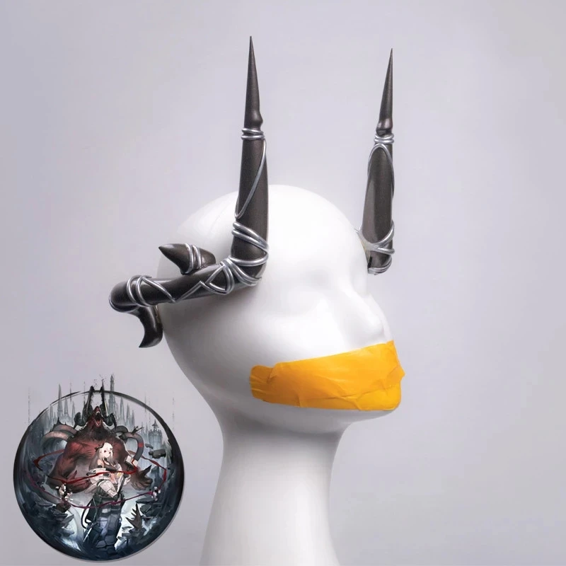 

16CM Game Arknights Mudrock Cosplay Horns Head Hair Clip Headwear Hairwear Cosplay Props Accessories for Halloween Prop