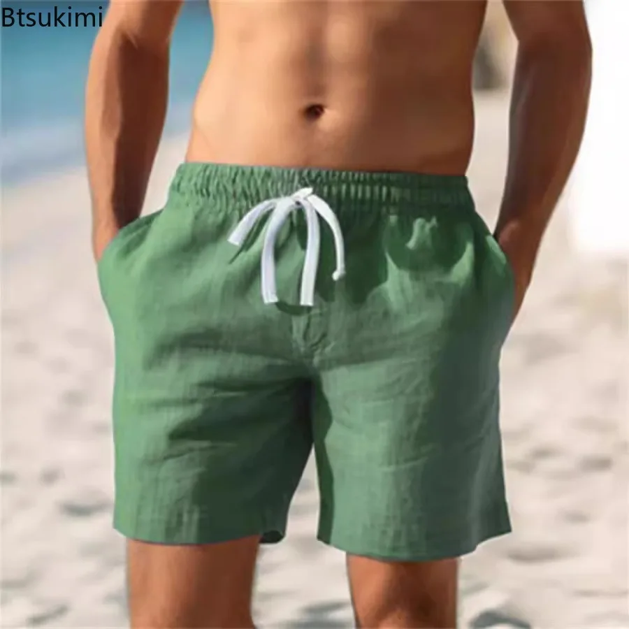 2026 New Summer Cotton Casual Shorts Men High Quality Fashion Solid Loose Short Pant Men Side Pockets Outdoor Running Shorts Men