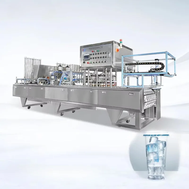 Automatic Plastic Cup Ice Filling Sealing Machine Continuous Ice Cup Packaging Production Line Customized