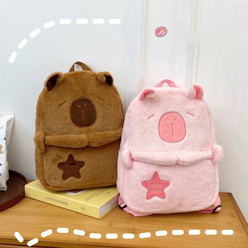 Kawaii New Capybara Plush Backpack For Women Versatile Cartoon Funny Capibala Bag Large Capacity Tote Bag Children's Gift