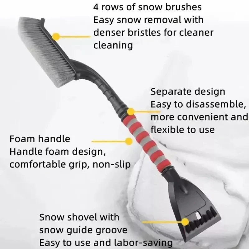 Extendable Ice Scraper Car Detachable Snow Brush with Ergonomic Foam Grip Cars Frost Removal Car Winter Cleaning Accessories