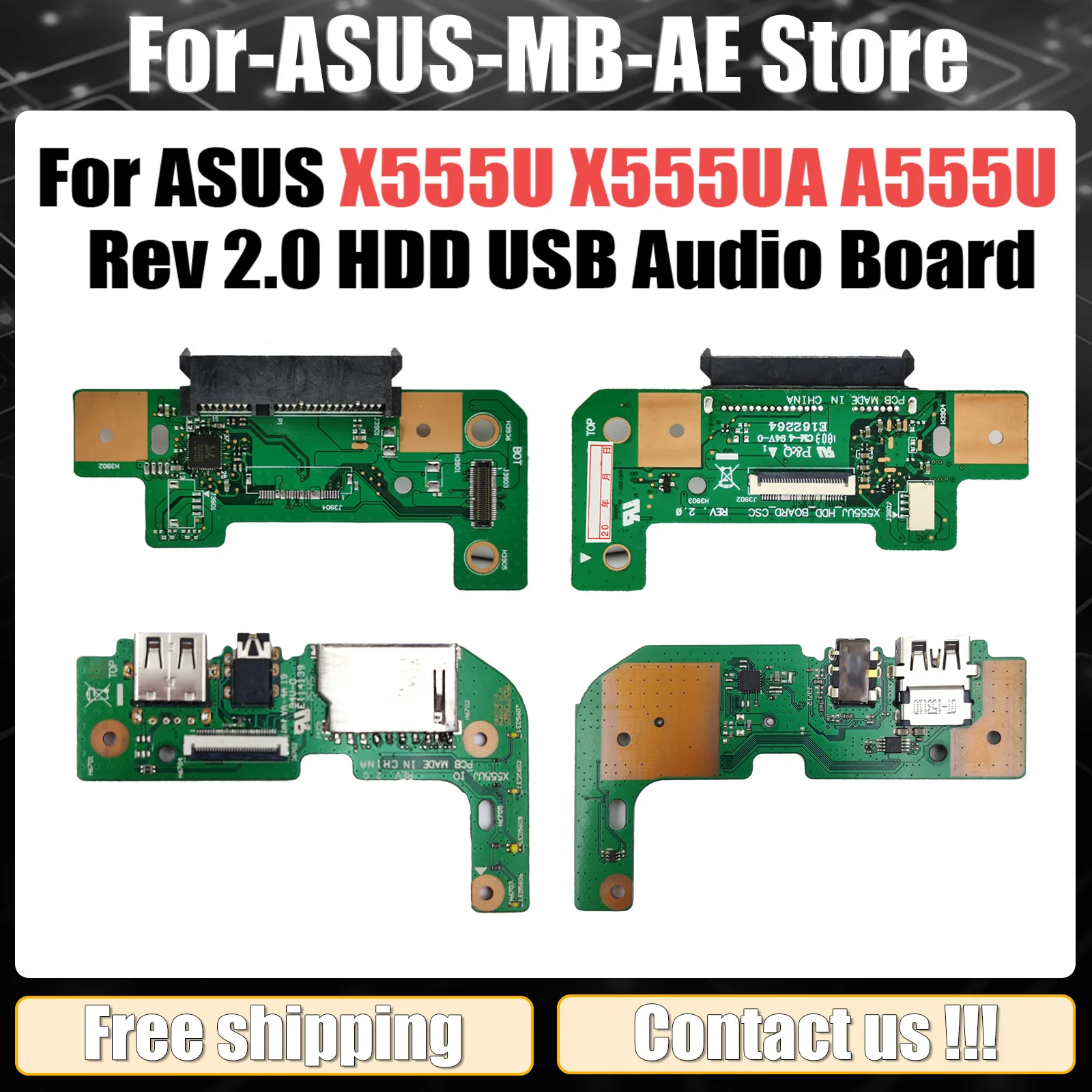 الأصلي ل Asus X555U X555UA A555U F555U K555U X555UJ Rev 2.0 HDD القرص الصلب محرك USB الصوت مجلس 100% اختبار سريع السفينة