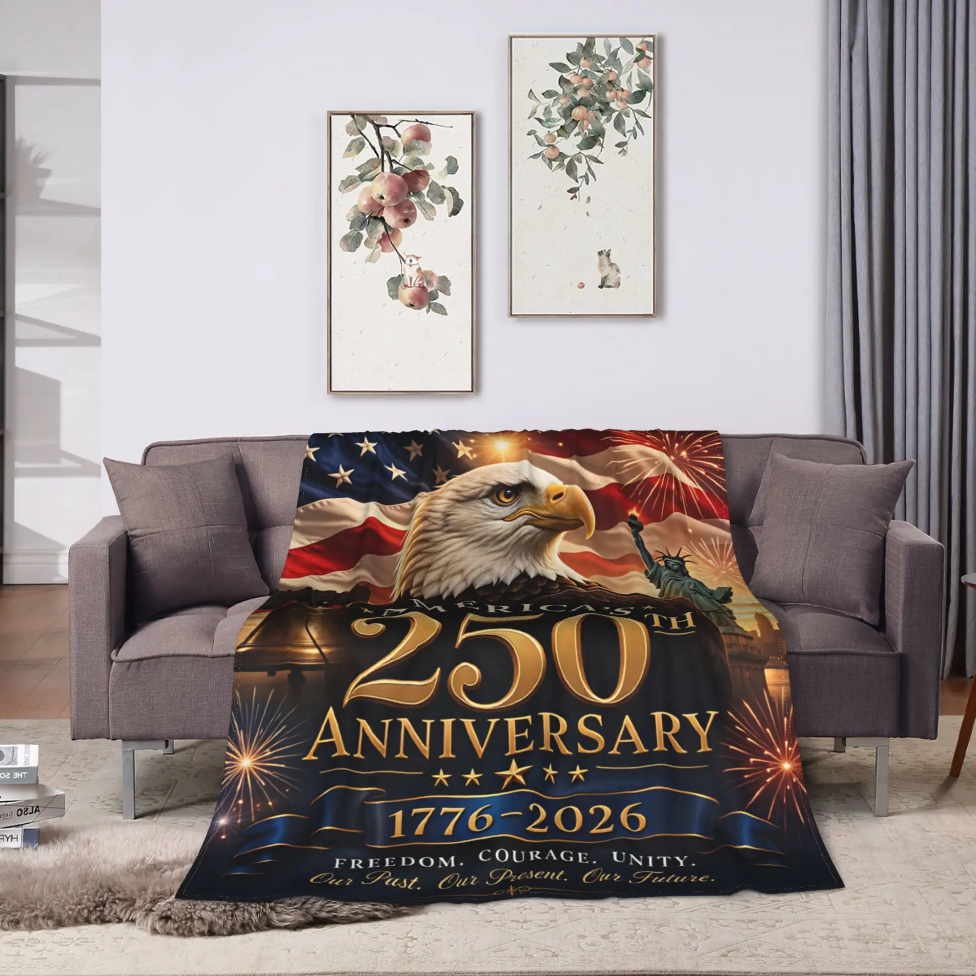 250th Anniversary US Blanket  Warm Novelty Plush Bedding Throws For Children Bedroom Flannel Bedspread Bed Cover