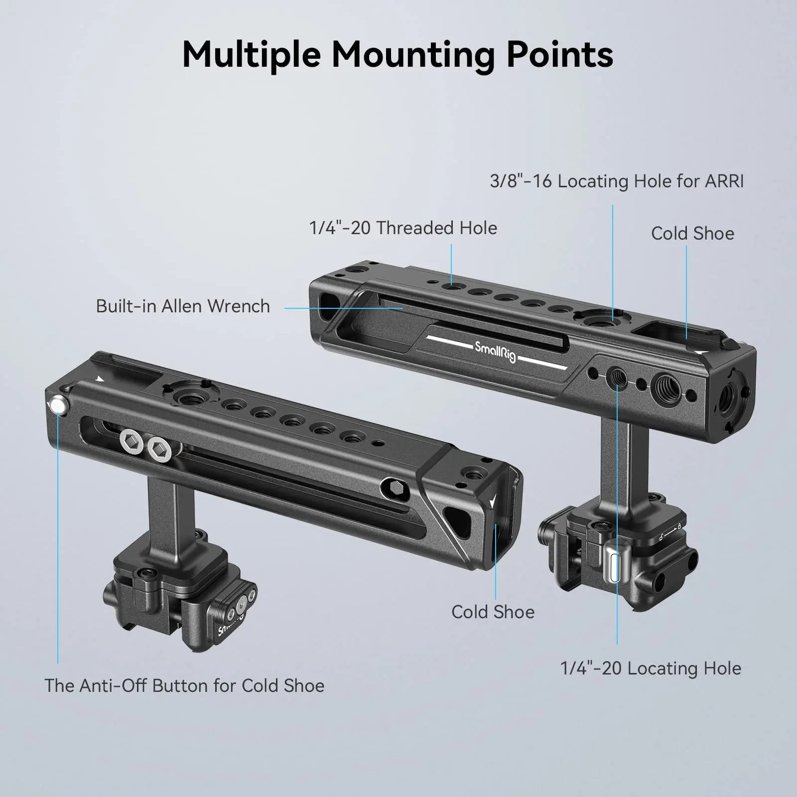 SmallRig Quick Lock NATO Top Camera Handle Back/Forward Adjustable Handle Built-in Cold Shoe Mount, 1/4\'\'-20 Thread Hole 4175