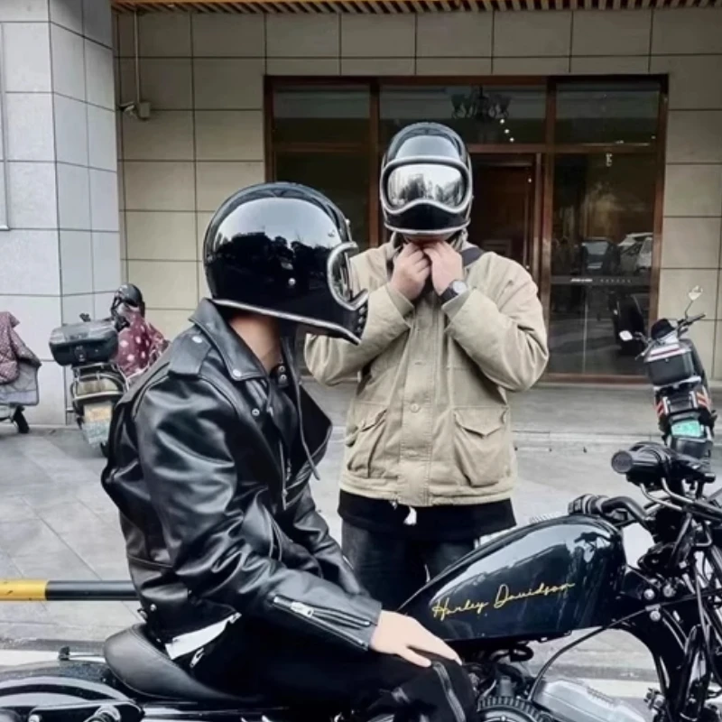 HOT Korea Japan Style Moto Helmet Fiberglass Shell Moto Helmet DAVID 2 Series Rider Gears Vintage Capacetes Cascos Para Moto