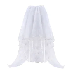 Women's Skirt Steampunk Gothic Vintage Corset Skirt Asymmetry Floor Length Sexy Wedding Party High Low White Floral Lace Fashion