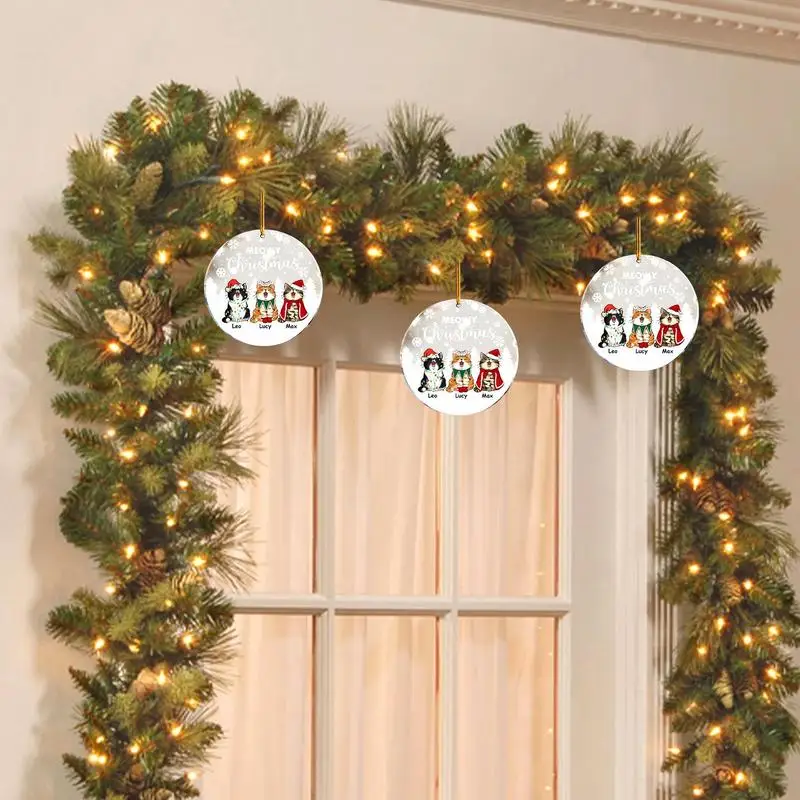Adorno navideño para gatos, colgante de acrílico 2D para árbol de Navidad, adornos decorativos para amantes de los gatos