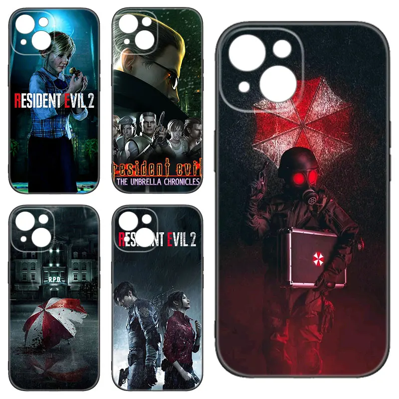 R-RESIDENT GAME EVILS Black Silicone Phone Case For Apple iPhone 12 13 Mini 11 14 15 Pro Max 7 8 Plus X XR XS SE 2020 2022