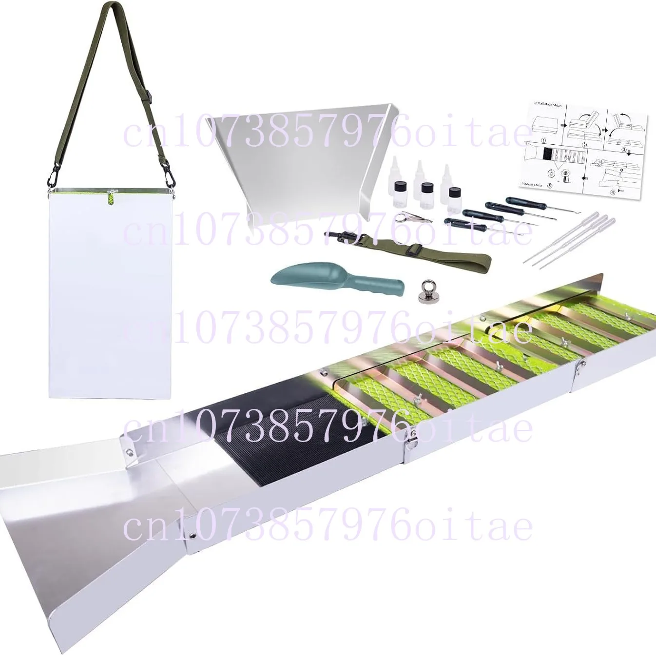 Portable Folding Gold Sluice Box Aluminum Alloy Gold Outdoor River Mining Chute Panning Prospecting Recovery Tool
