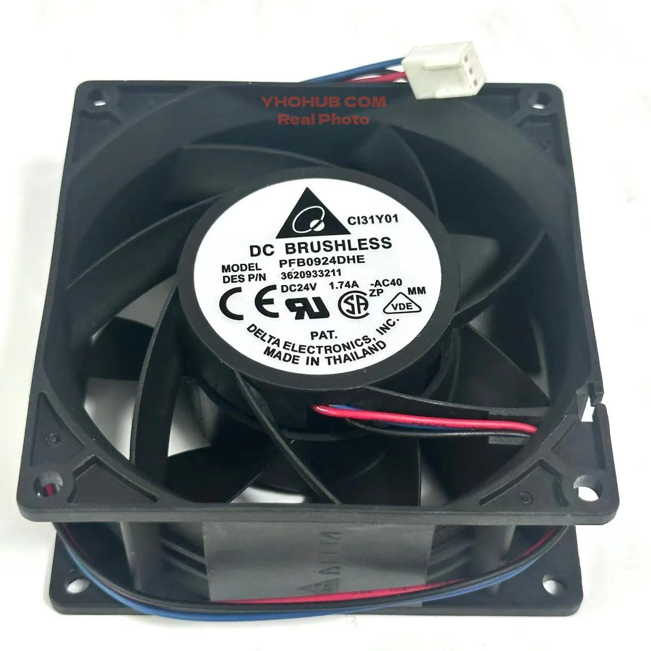 Delta Electronics PFB0924DHE A DC 24V 1.74A 92x92x38mm 4-Wire Server Cooling Fan