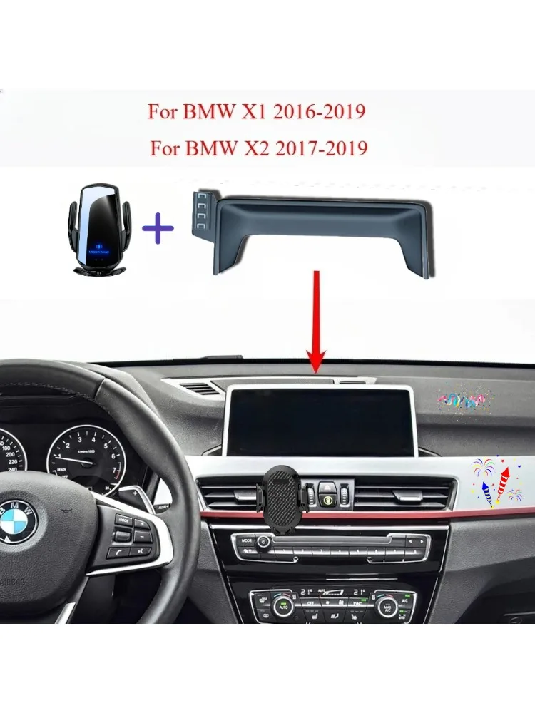 Pour BMW X1 F48 F49 2016 - 2019 X2 F39 2017 - 2019 support de téléphone de voiture écran fixe sans fil charge support de Navigation Base