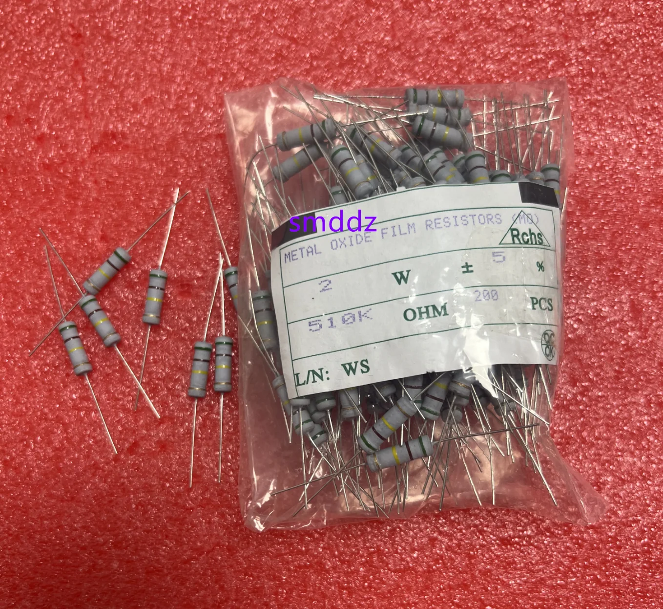 200pcs Carbon film resistance 5% 2W : 110K 120K130K 160K 180K 200K 220K 240K 270K 300K 330K 360K 390K 430K 470K 510K 560K 620K