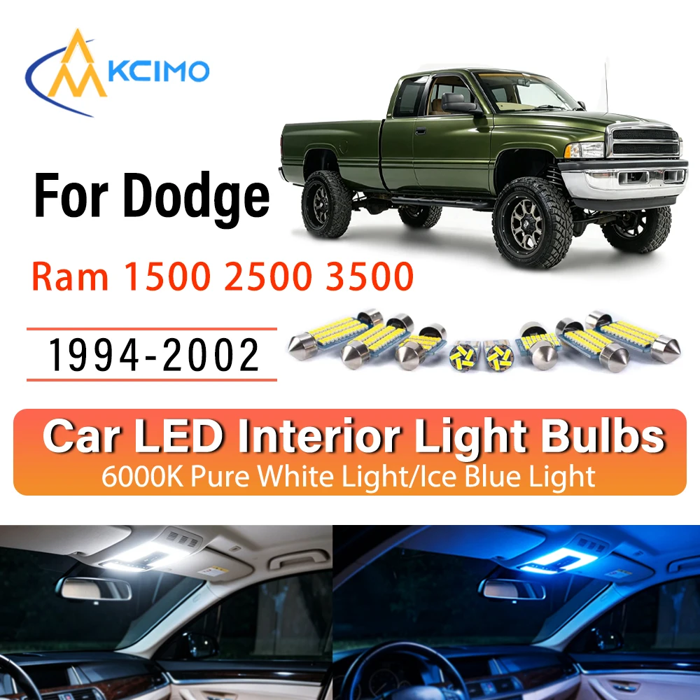

Premium Easy Install LED Interior Lights For Dodge Ram 1500 2500 3500 1994-2002, Blue Light, White Lights Kit Long Lasting