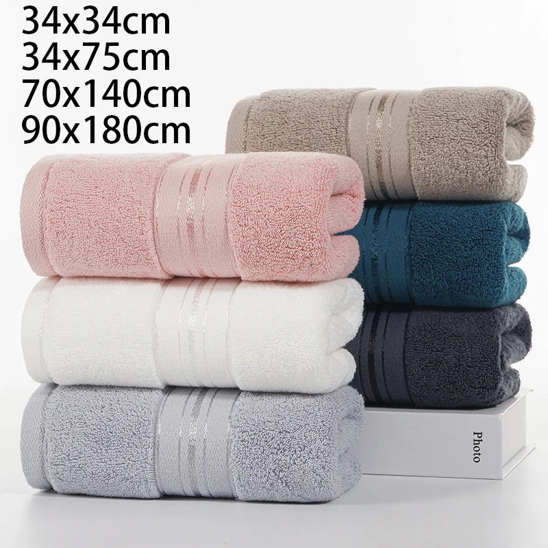 100% PureCotton senior Solid color Minimalist BathTowel Thickened Super absorbent soft Bathroom Adults Towel family hotel etc