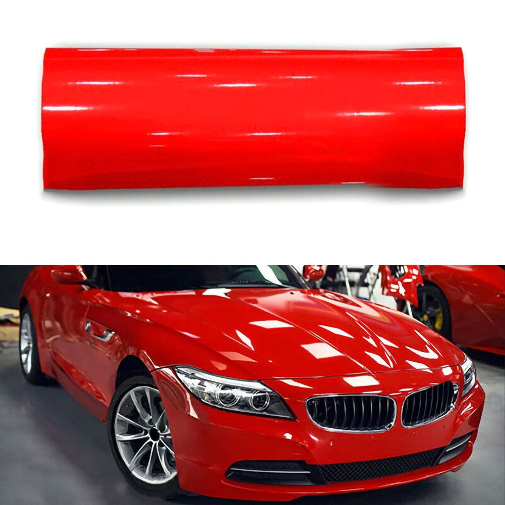 Super Gloss Red Vinyl Film Wrap Sticker 30 * 152CM Foil Decoration Spare Completely waterproof, anti-fouling and UV resistan