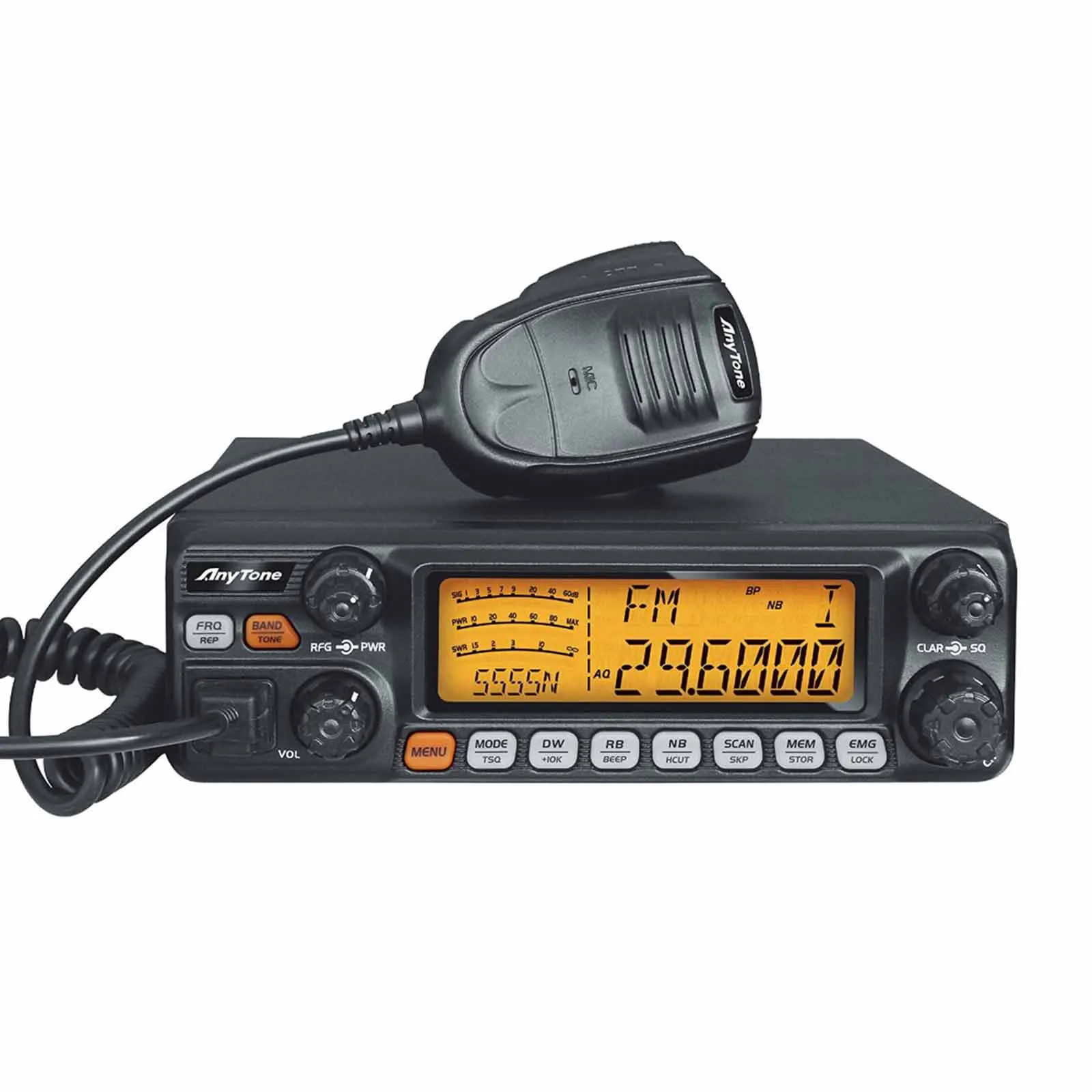 

2024 New Version AT-5555N II AnyTone 50W 10 Meter Radio 28.000-29.700MHz FM Receiver CTCSS/DCS CW WX SSB TX anytone 5555n ii
