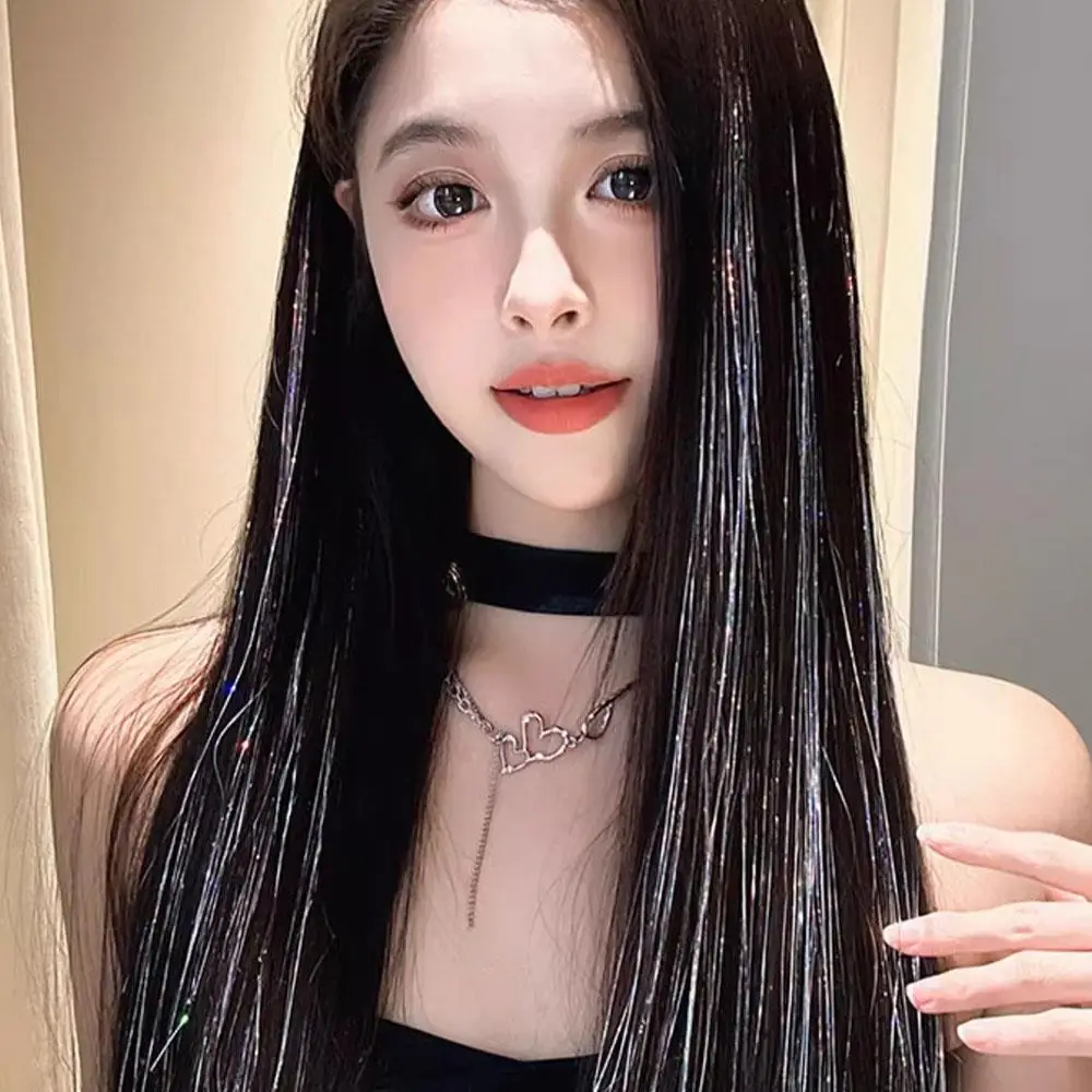 1 قطعة بهرج الشعر بريق كول تصفيف الشعر أداة الليزر نمط الشعر بهرج الشعر التمديد البريق كاذبة الشعر لامعة هيربيسي #5