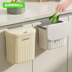 Cubo de basura colgante montado en la pared para cocina, cubo de basura con tapa para gabinete debajo del fregadero, Cubo de Compost de basura de residuos, 12L