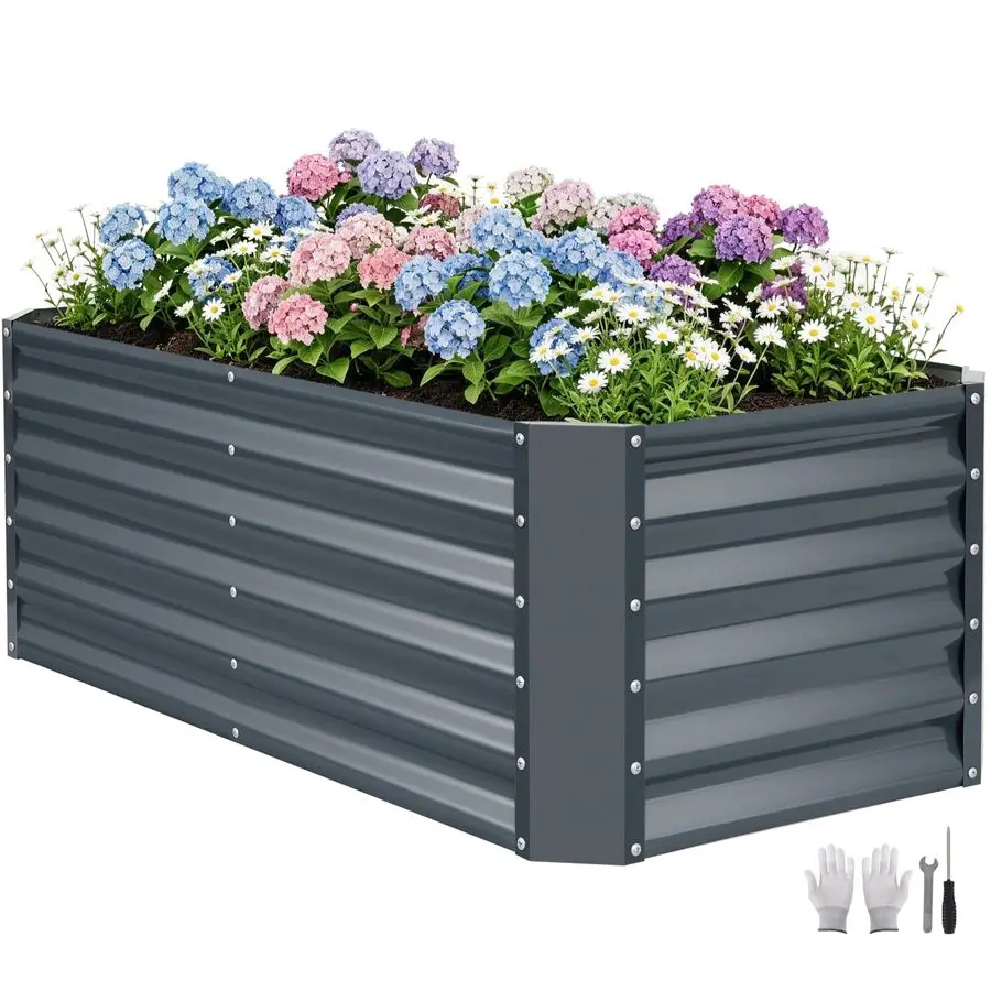 

Металлическая оцинкованная грядка-клумба высотой 421,4 фута, уличные металлические ящики-кашпо, высокие грядки для овощей, фруктов и цветов, железные.