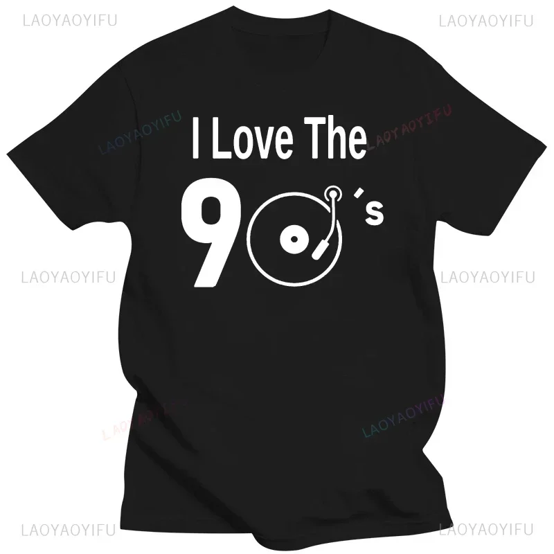 Vintage Printed Fashion I Love The 90´s T Shirt for Men Summer Novelty Male T Shirts Round Collar Short Sleeve Graphic Tee Top