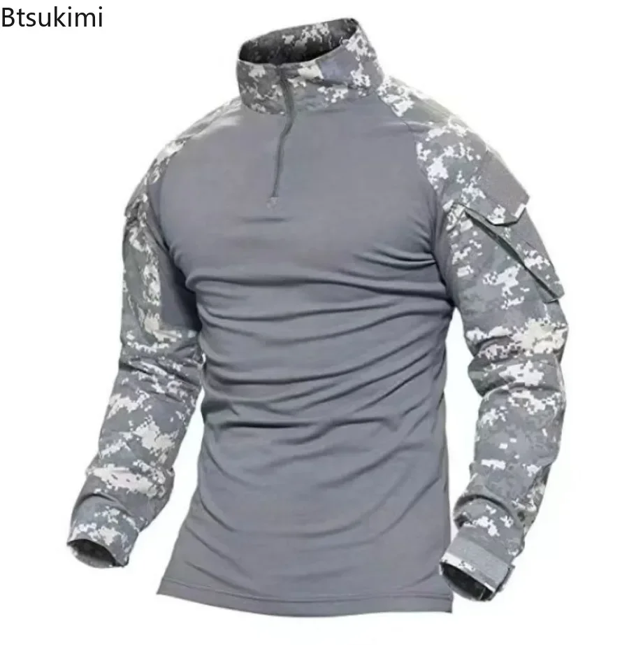 

Men's Outdoor Tactical Hiking T-Shirts Combat Military Army Camouflage Long Sleeve Hunting Climbing Comfort Sport Shirts Tops