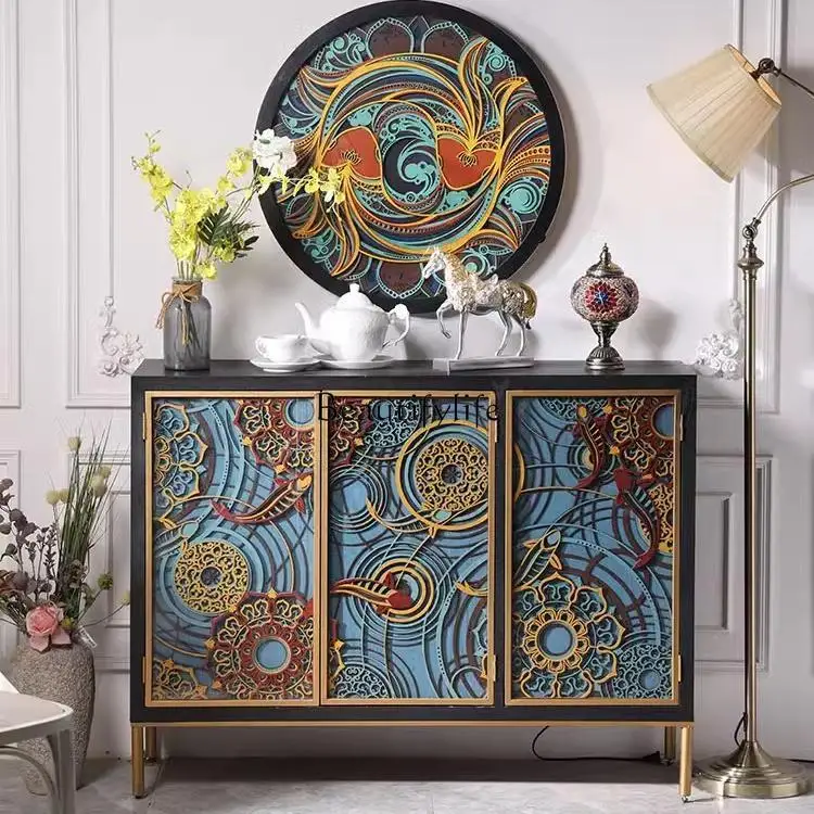 

*American light luxury entrance door partition solid wood locker chest cabinet household