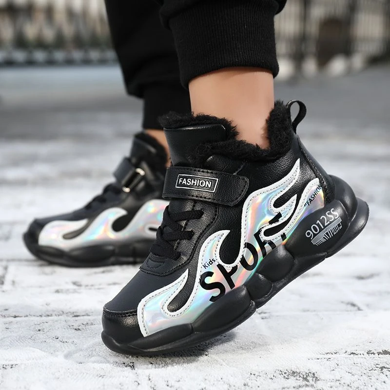 

Boys Winter Warm Snow Boots Thick Fleece Lined Waterproof Anti Slip Kids Shoes for Cold Weather