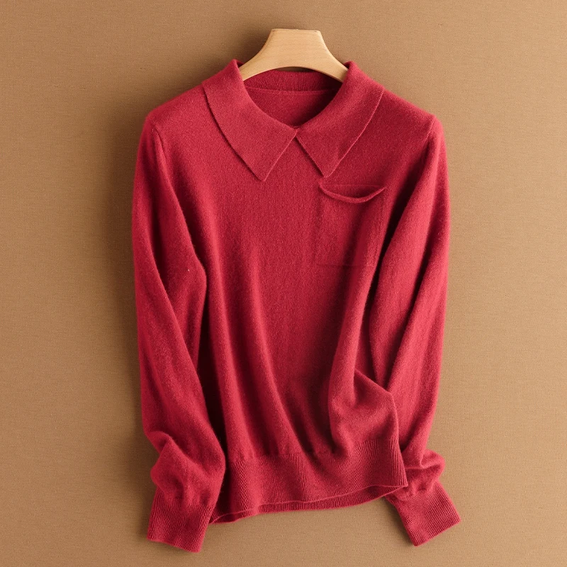 

Fall 2023 Fashion Women Clothing 100% Pure Cashmere Sweaters Long Sleevel Wool Loose New Knit