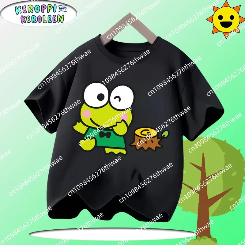 

New large-eyed frog children's round-neck T-shirt from the Hello Kitty series - boys' and girls' summer short-sleeved casual top