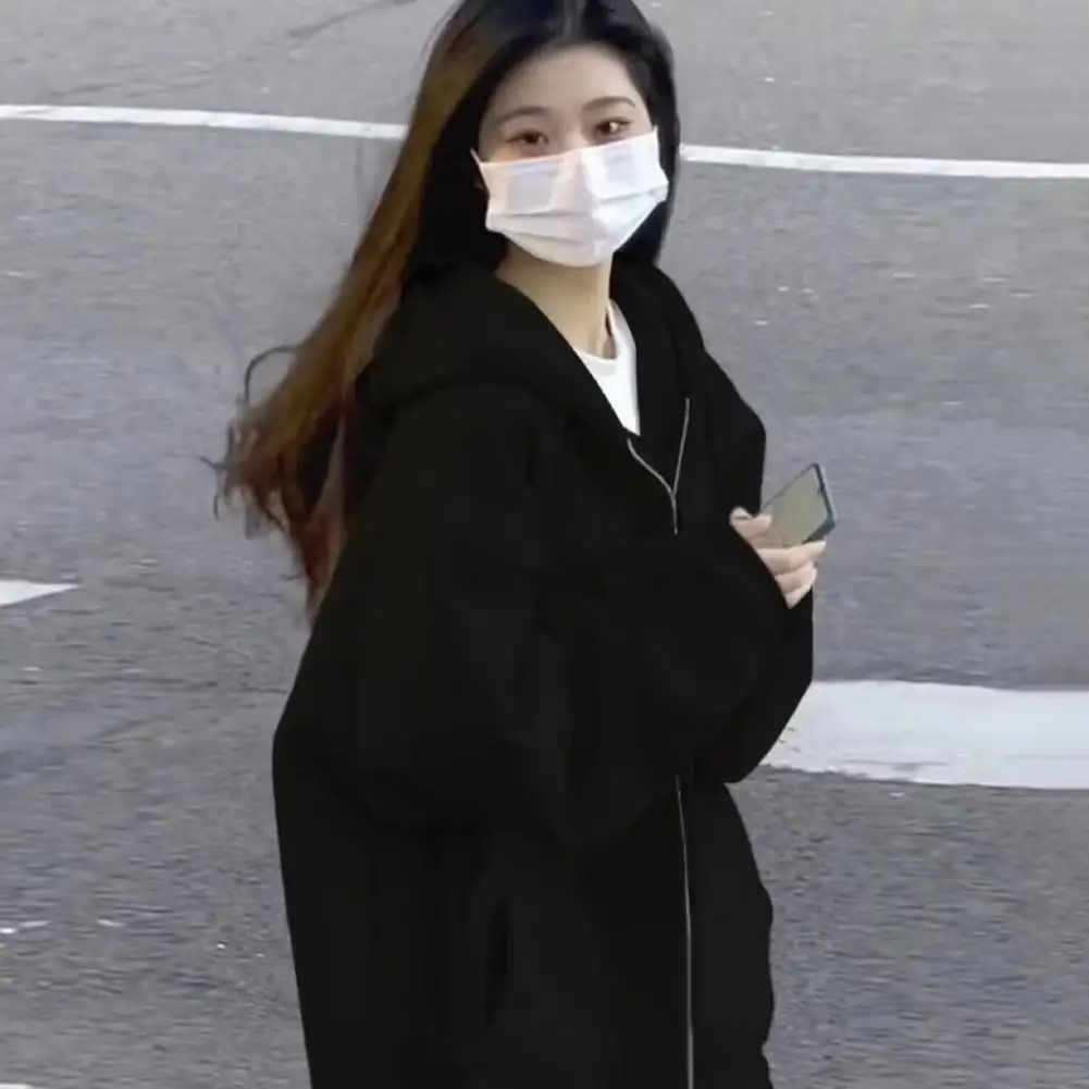 

Женская однотонная толстовка с капюшоном, женская осенне-зимняя толстовка с капюшоном, уютная женская толстовка на молнии с флисовой подкладкой и карманами для повседневного использования