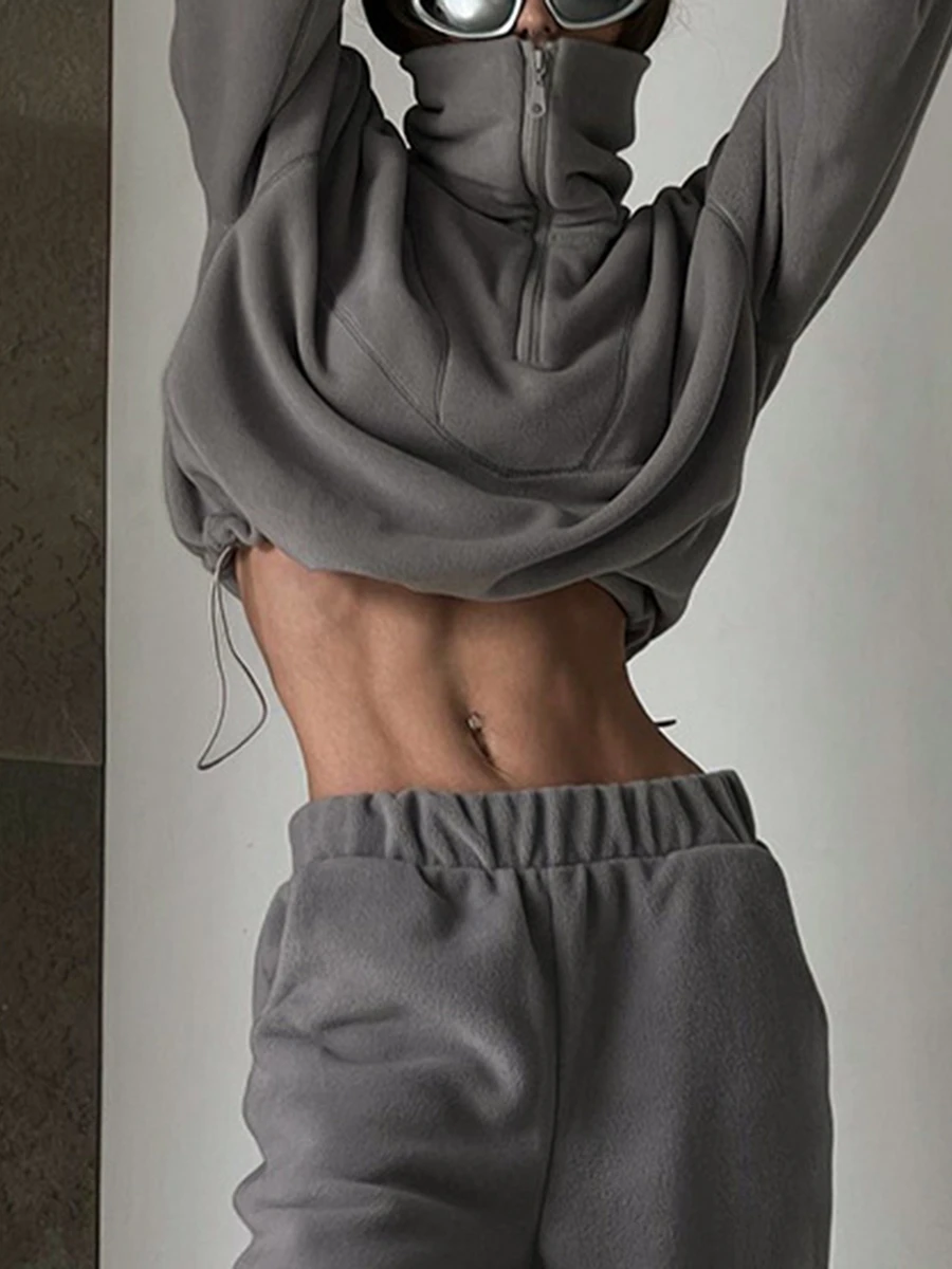 wsevypo Women’s Oversized Fleece Sweatshirts Casual Fall Winter Long Sleeve Half Zip-up Pullover Tops Street Sporty Sweatshirt