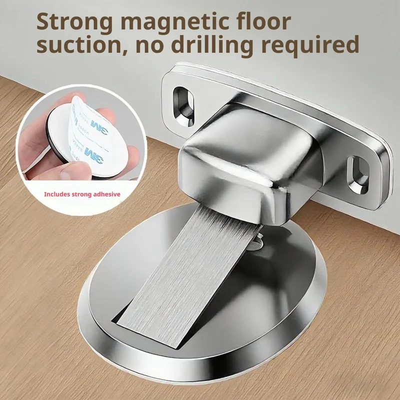 Apartment No-Marking Door Accessory, Self-Adhesive Free Punching Invisible Magnetic Door Stopper for Indoor Rooms