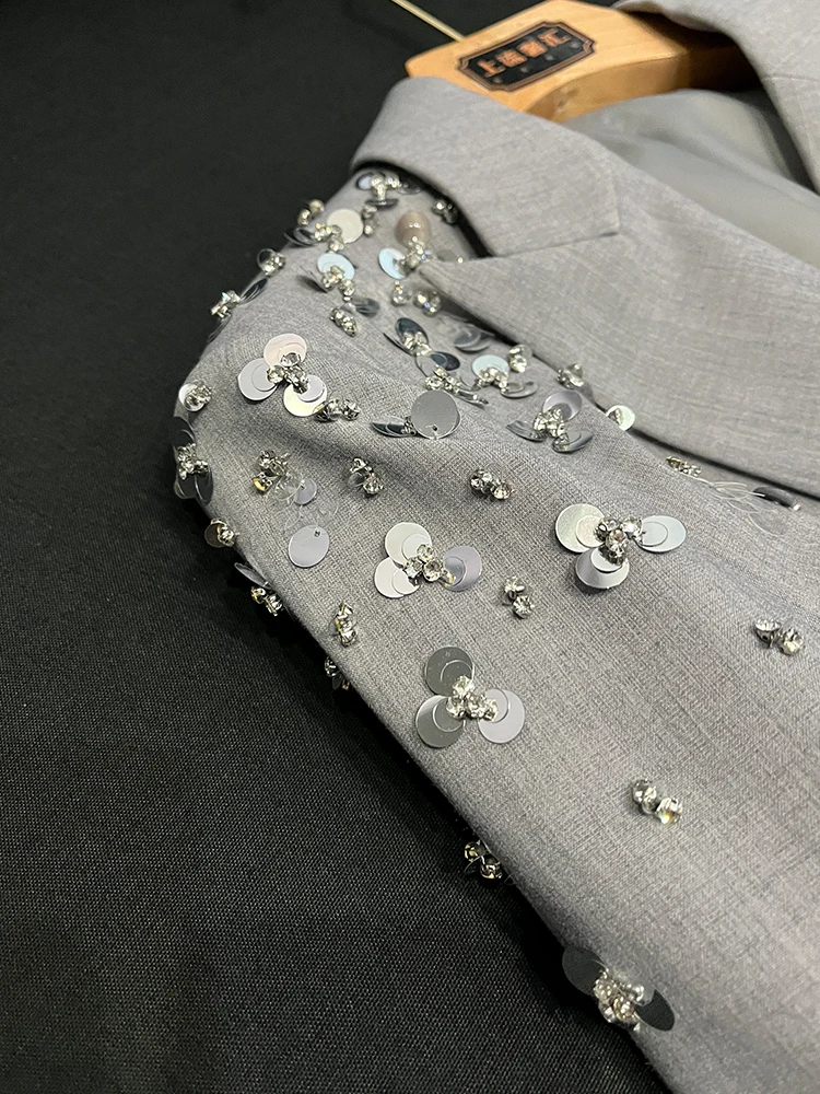 ey Suit Skirt Set Faionable iny Sequin Heavy Embroidery ort Skirt Two Piece Set Women's Busin Commute Sle Outfit