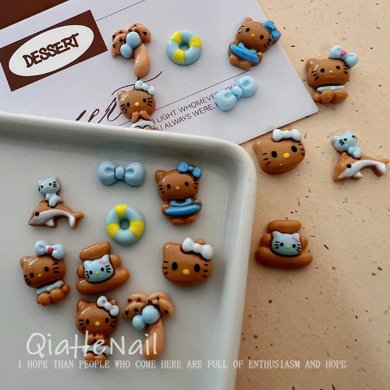 

10pcs miniso astronaut cartoon nail charms for diy nail making kawaii cute resin nail art decoreation