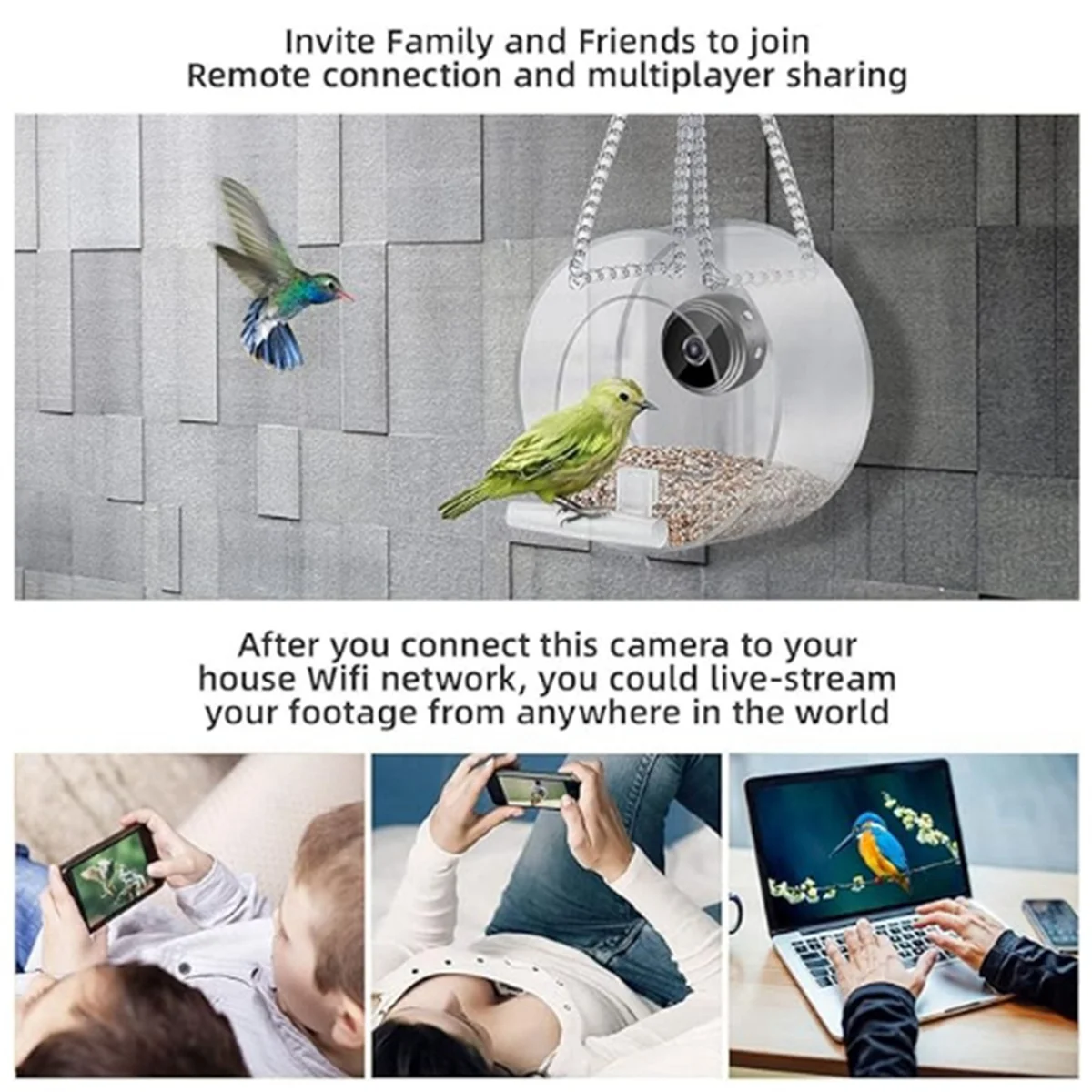 Bird Feeder with Camera ,with HD Night-Version Bird Watching Camera for Outdoor Bird Watching & Capture Photos C TQ