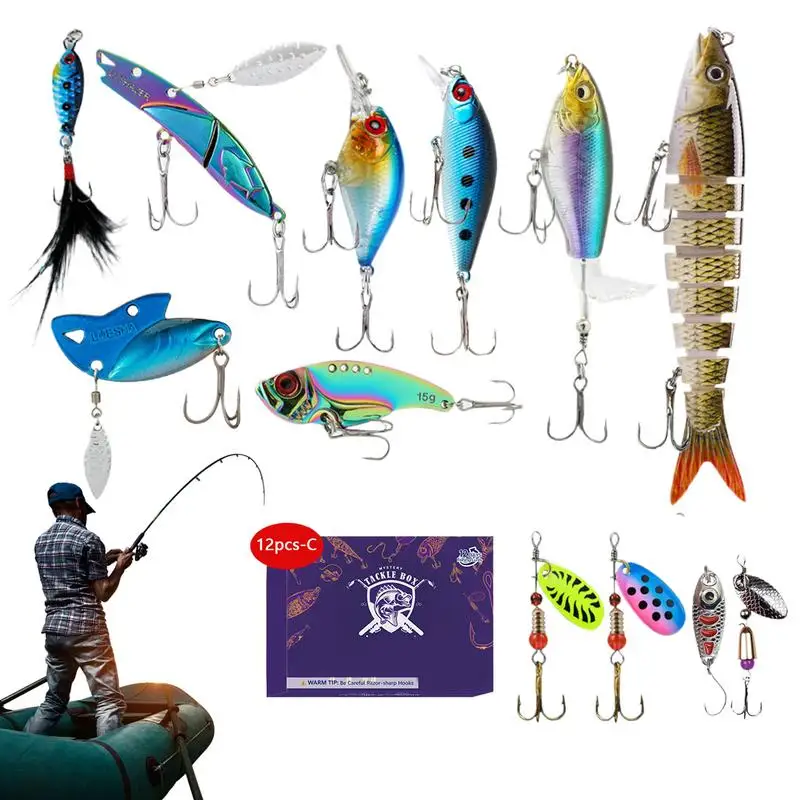 Fishing Bait Set 12 Days Christmas Countdown Calendar Holiday Countdown Calendar Soft Fishing Bait With Hooks For Freshwater