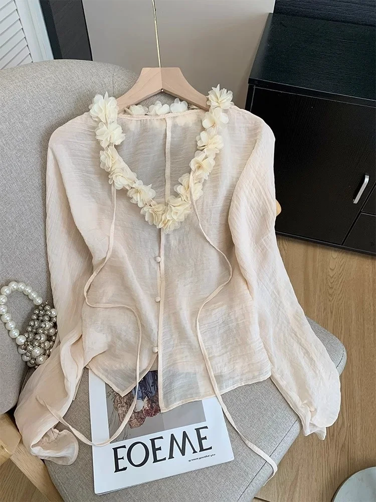 

Ele Long Sve Loose Fit irt for Men And Women Spring Autumn Sweet Floral 3D Print Gentle Sle Slimming Effect