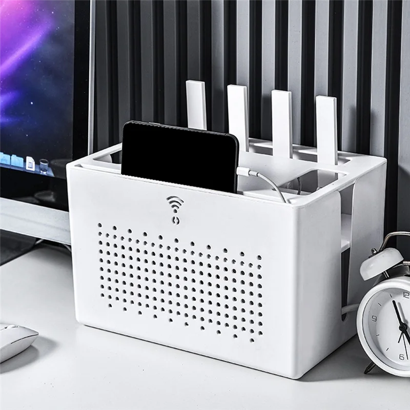

Wifi Router Storage Box Desktop Socket Wire Storage Box TV Top Rack Power Cable Organizer Storage Box