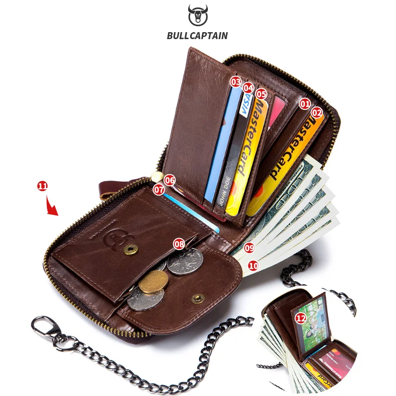 Cowhide Genuine Leather Men Wallet Coin Purse Small Mini Card Holder Vintage PORTFOLIO Portomonee Male Walet Pocket