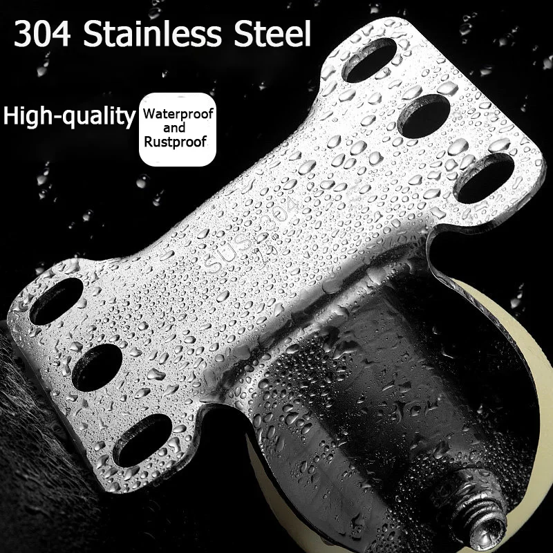 1pcs 304 Stainless Steel Nylon Casters for Furniture Abrasion-Resistant Swivel Wheels 1.5/2/2.5/3/4/5 Inch Trolley Wheels
